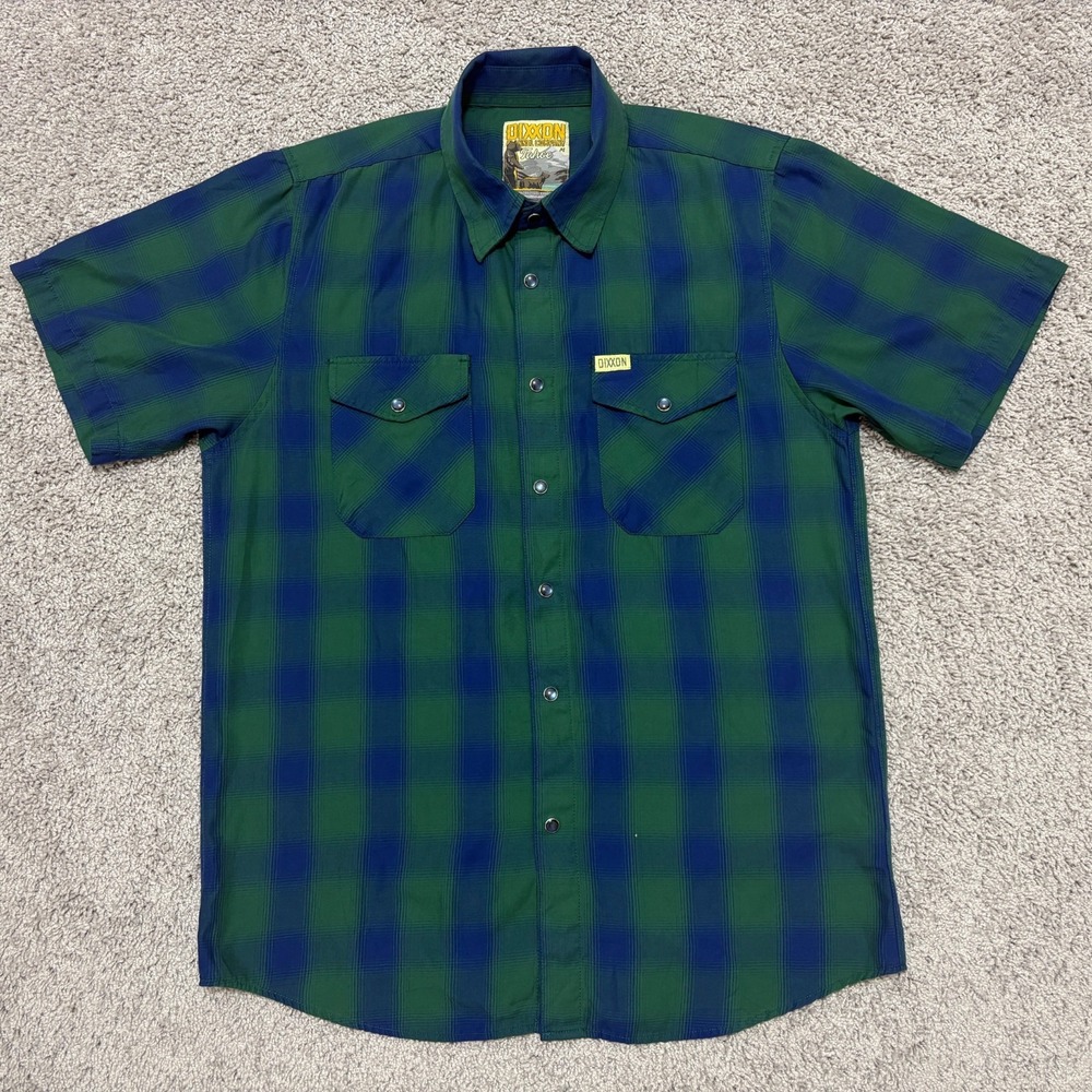 DIXXON Flannel Co. Tahoe Bamboo Blend Short Sleeve Pearl Snap Shirt Green Mens M - Picture 2 of 15